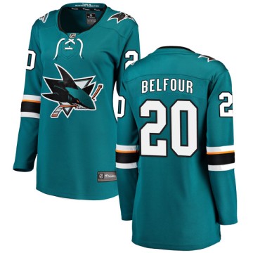 Breakaway Fanatics Branded Women's Ed Belfour San Jose Sharks Home Jersey - Teal