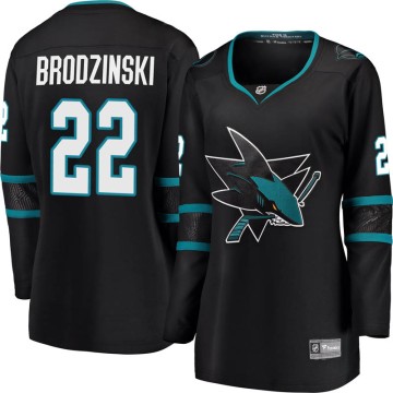 Breakaway Fanatics Branded Women's Jonny Brodzinski San Jose Sharks Alternate Jersey - Black