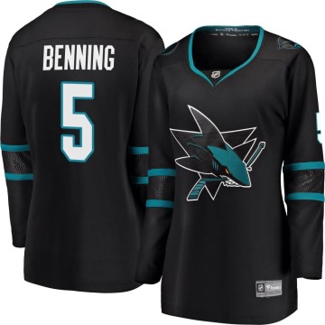 Breakaway Fanatics Branded Women's Matt Benning San Jose Sharks Alternate Jersey - Black