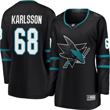 Breakaway Fanatics Branded Women's Melker Karlsson San Jose Sharks Alternate Jersey - Black