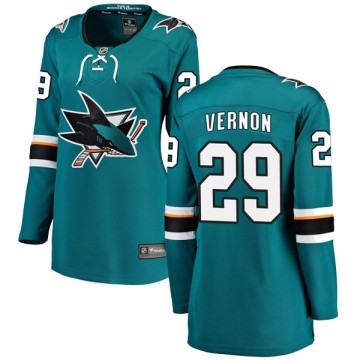 Breakaway Fanatics Branded Women's Mike Vernon San Jose Sharks Home Jersey - Teal