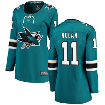 Breakaway Fanatics Branded Women's Owen Nolan San Jose Sharks Home Jersey - Teal