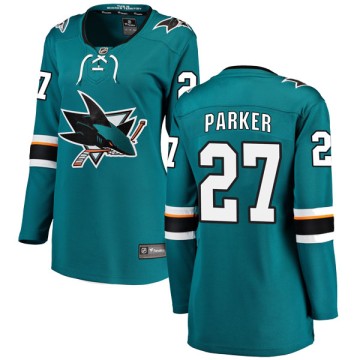 Breakaway Fanatics Branded Women's Scott Parker San Jose Sharks Home Jersey - Teal