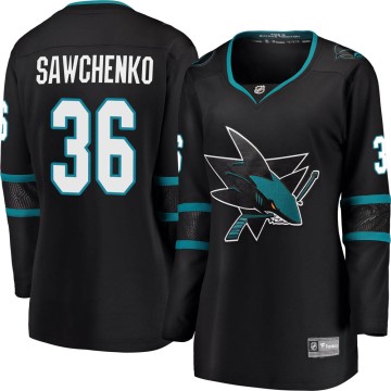 Breakaway Fanatics Branded Women's Zach Sawchenko San Jose Sharks Alternate Jersey - Black