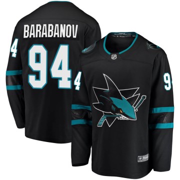 Breakaway Fanatics Branded Youth Alexander Barabanov San Jose Sharks Alternate Jersey - Black