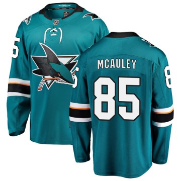 Breakaway Fanatics Branded Youth Colby McAuley San Jose Sharks Home Jersey - Teal