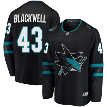 Breakaway Fanatics Branded Youth Colin Blackwell San Jose Sharks Alternate Jersey - Black
